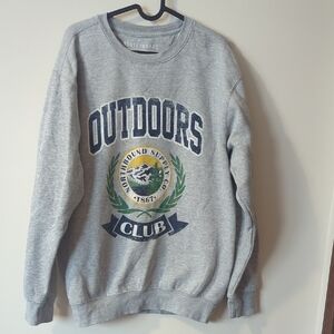 Outdoors Club Gray Graphic Crewneck Sweatshirt